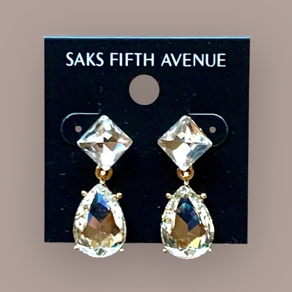 Saks Fifth Avenue Gold and Silver Crystal Earrings - Picture 1 of 4